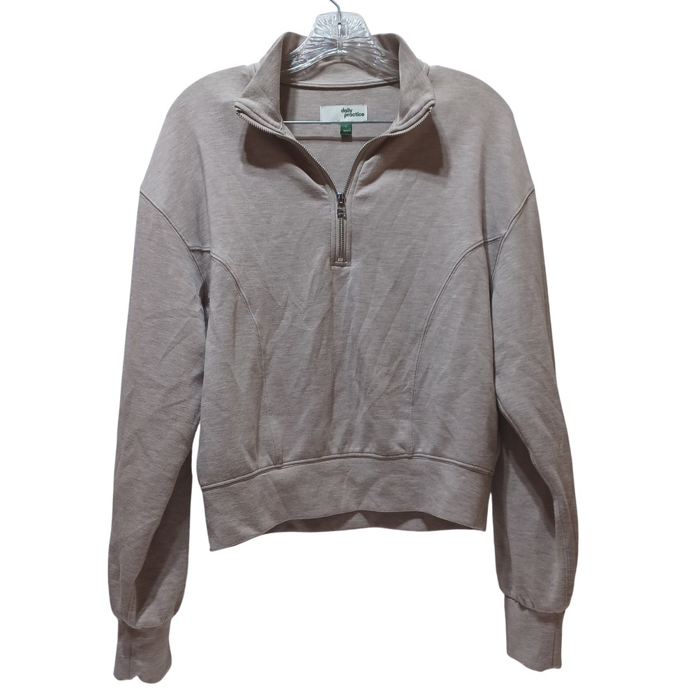 Anthro Daily Practice Crop Sweatshirt Womens S Mink Heather Athleisure Lounge